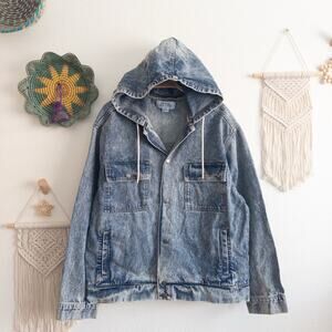 Urban Heritage Stonewash Denim Jean Hooded Jacket Size Large NWT
